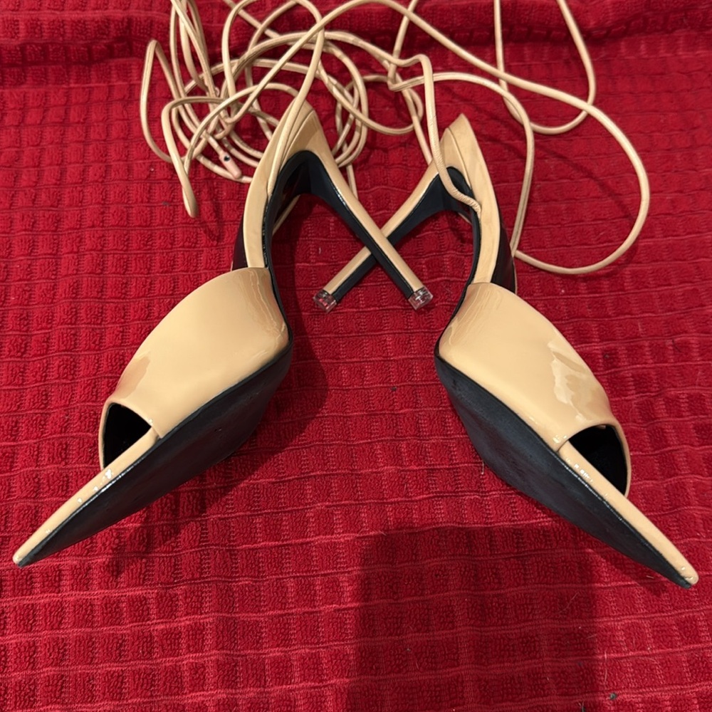 Black suede studio Bianca Sandal in Porcini Patent leather size 38.5/8.5 - Picture 4 of 9